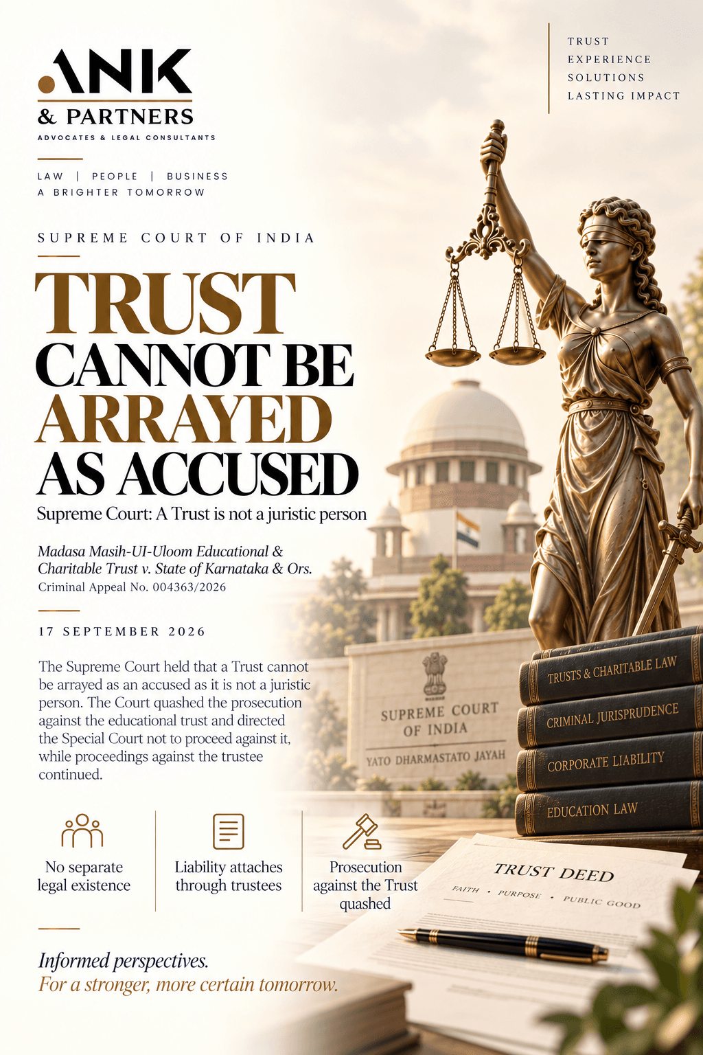 Supreme Court: Trust Cannot Be Arraigned As Accused, Being Not A Juristic Person